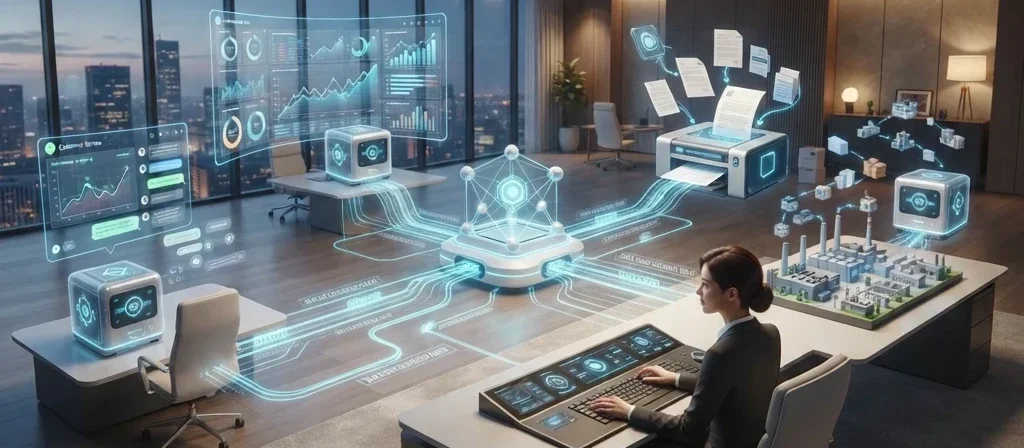 Agentic AI agents coordinating intelligent business workflows